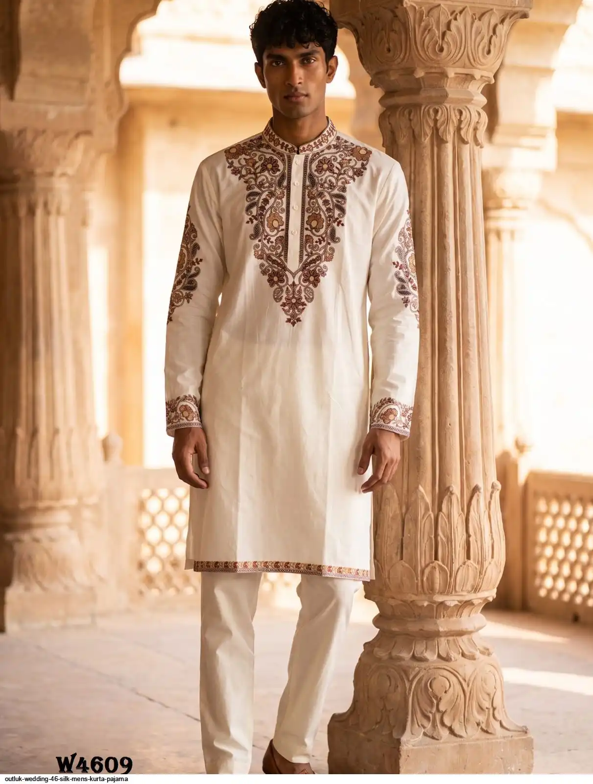 OUTLUK WEDDING 46 SILK MENS KURTA PAJAMA 4609