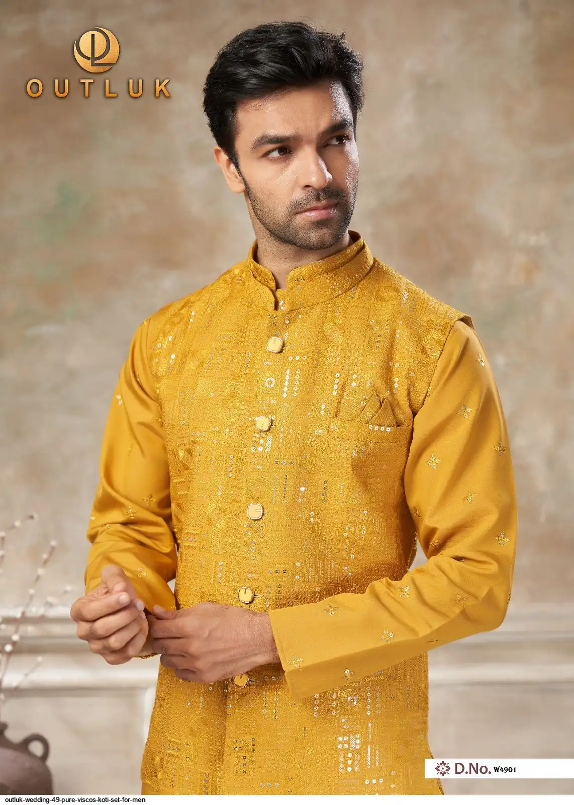 OUTLUK WEDDING 49 PURE VISCOS KOTI SET FOR MEN 1