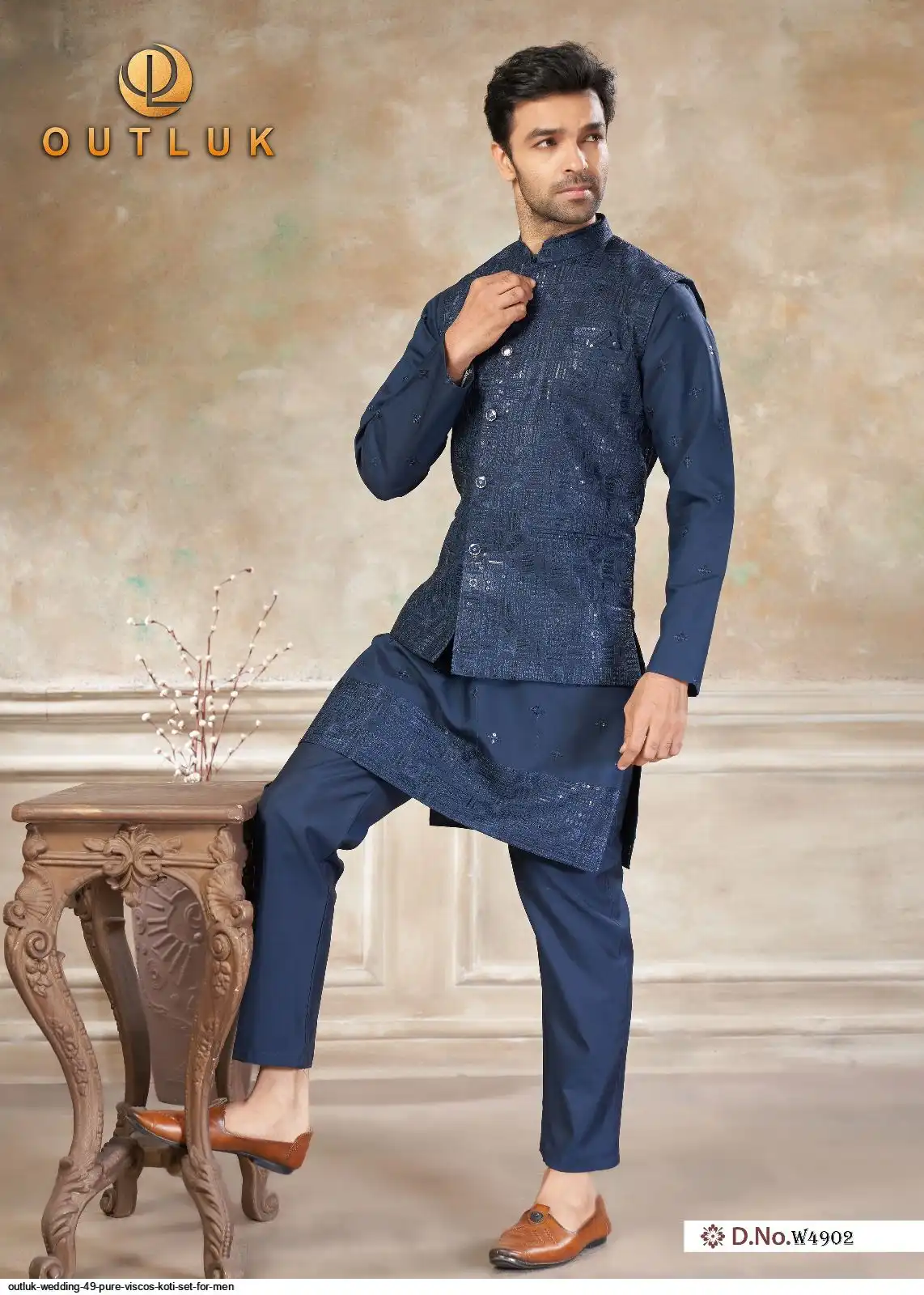 OUTLUK WEDDING 49 PURE VISCOS KOTI SET FOR MEN 2