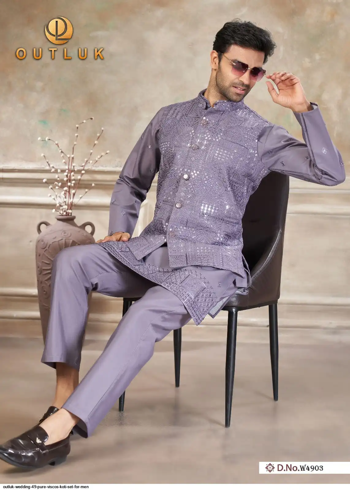 OUTLUK WEDDING 49 PURE VISCOS KOTI SET FOR MEN 3