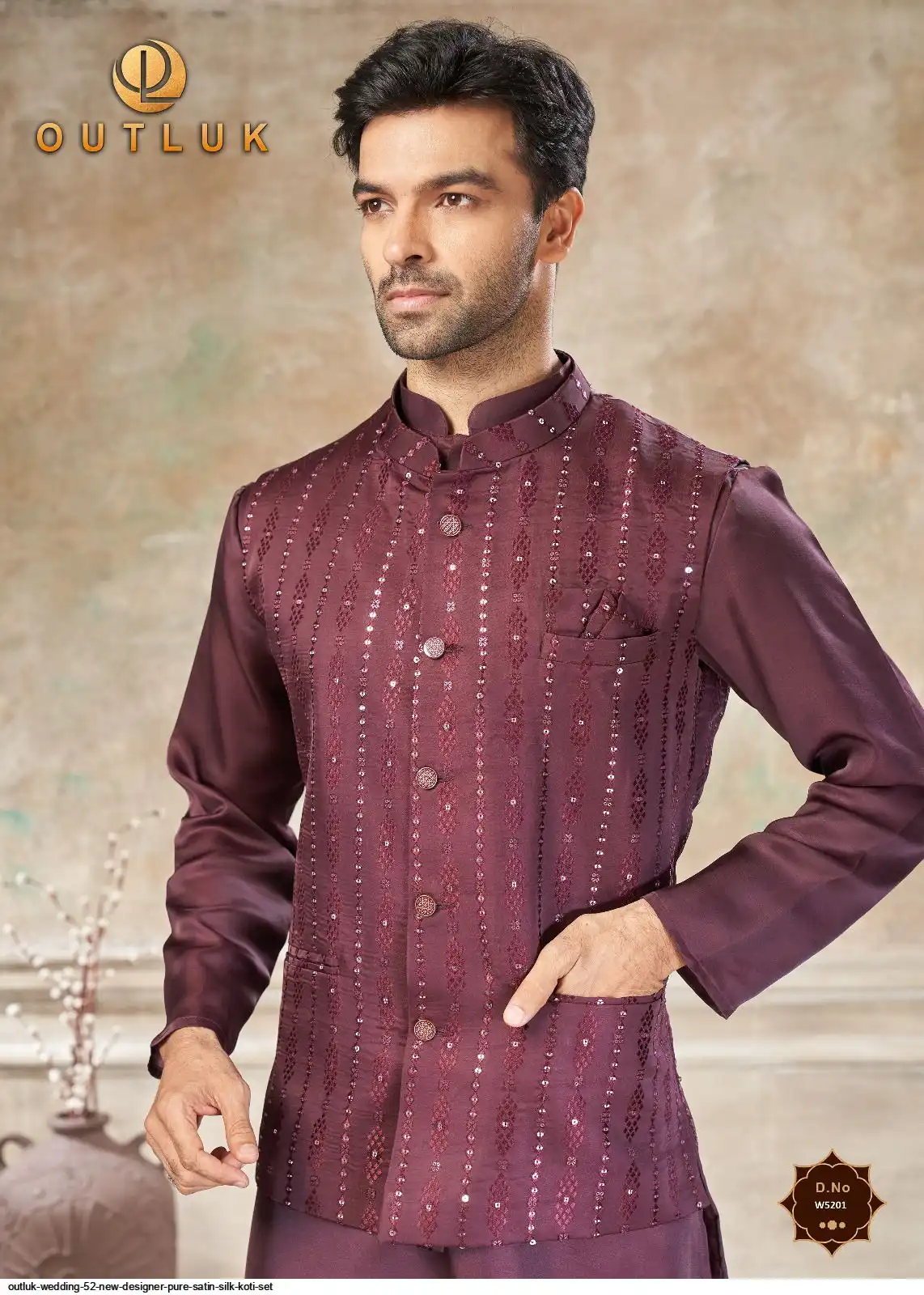 OUTLUK WEDDING 52 NEW DESIGNER PURE SATIN SILK KOTI SET 2