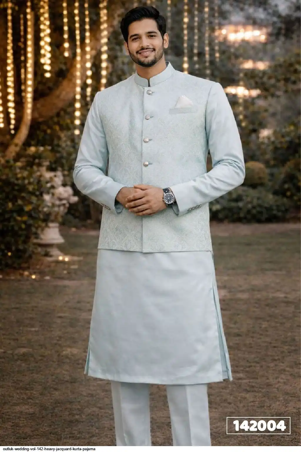 OUTLUK WEDDING VOL 142 HEAVY JACQUARD KURTA PAJAMA 142004