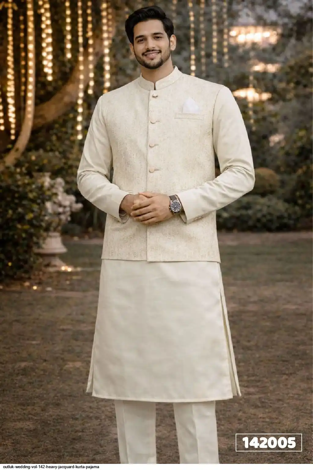 OUTLUK WEDDING VOL 142 HEAVY JACQUARD KURTA PAJAMA 142005