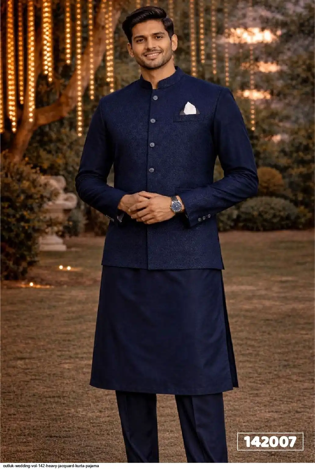 OUTLUK WEDDING VOL 142 HEAVY JACQUARD KURTA PAJAMA 142007