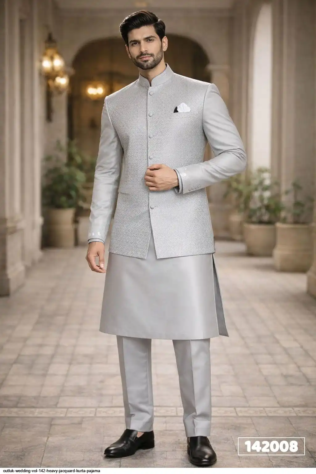 OUTLUK WEDDING VOL 142 HEAVY JACQUARD KURTA PAJAMA 142008