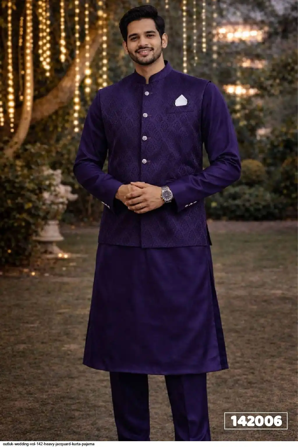 OUTLUK WEDDING VOL 142 HEAVY JACQUARD KURTA PAJAMA 142006