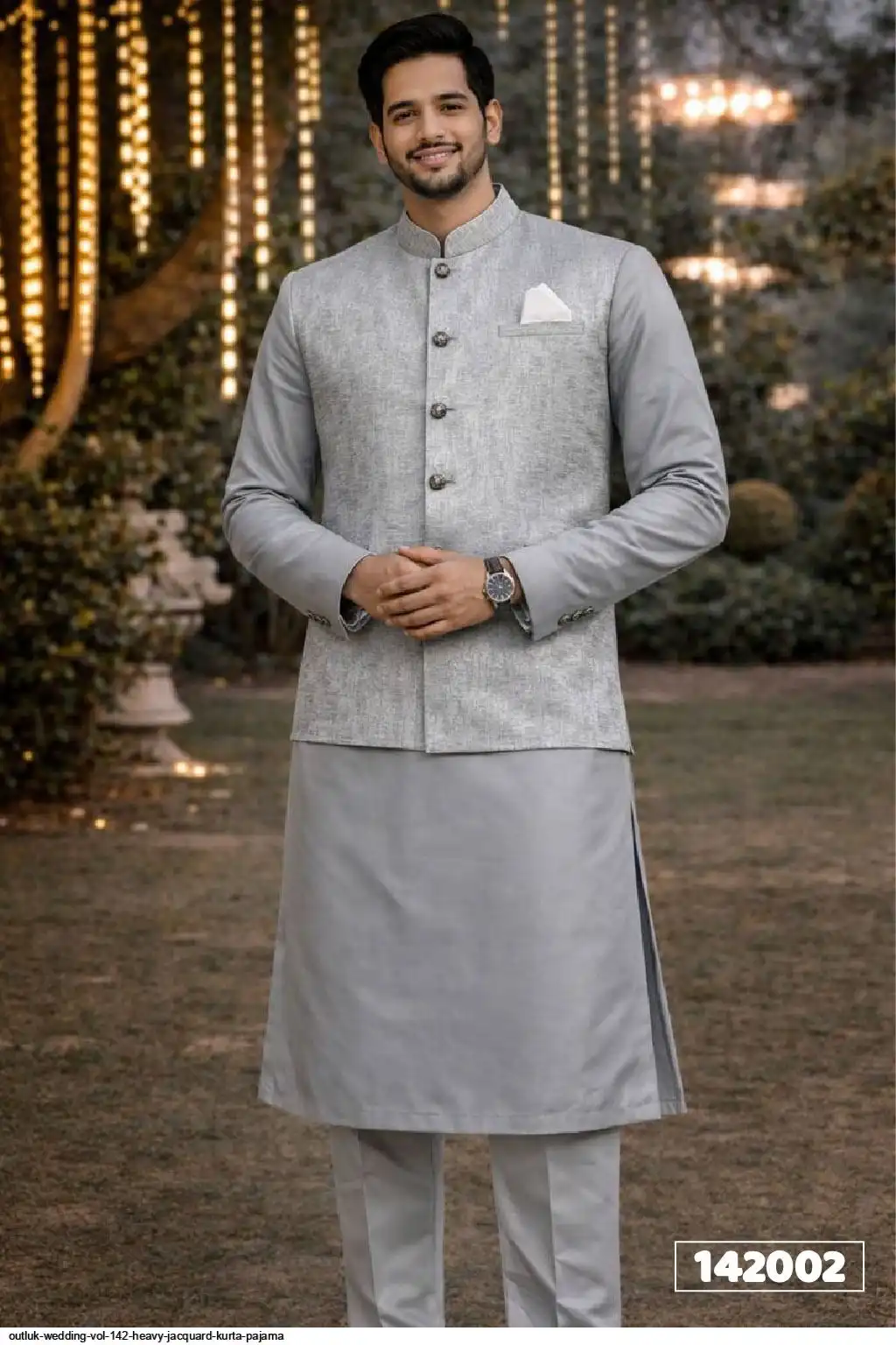 OUTLUK WEDDING VOL 142 HEAVY JACQUARD KURTA PAJAMA 142002