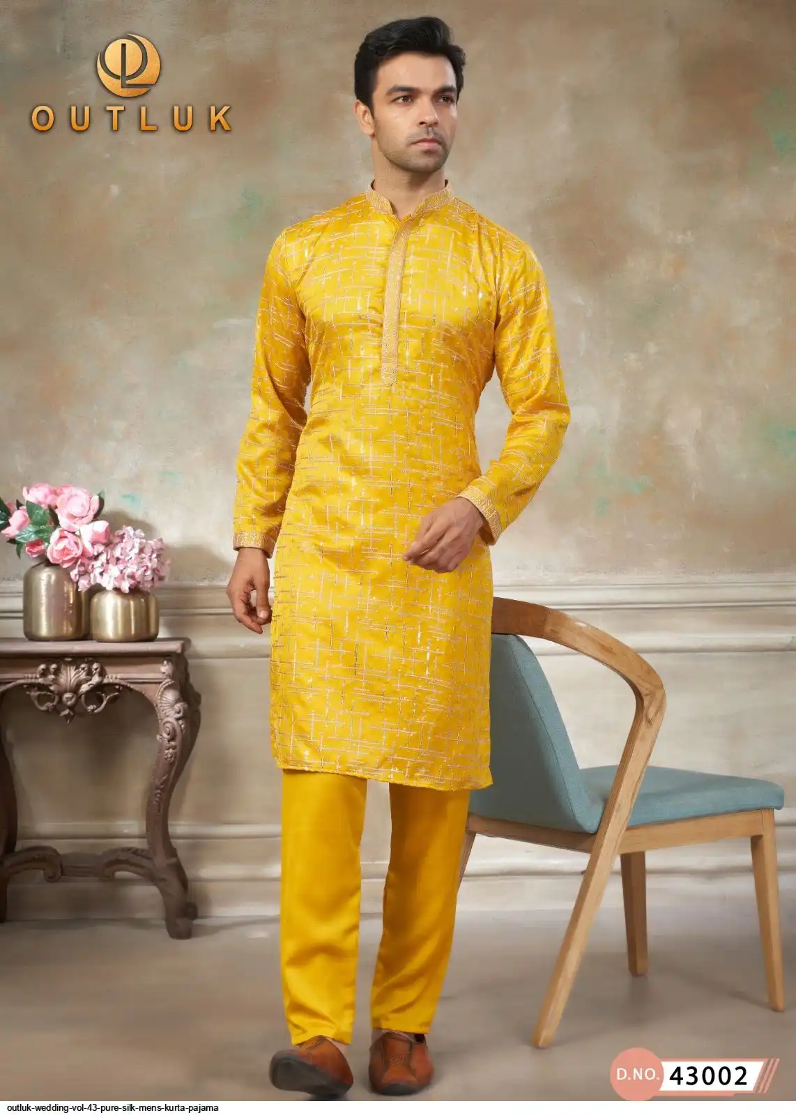 OUTLUK WEDDING VOL 43 PURE SILK MENS KURTA PAJAMA B