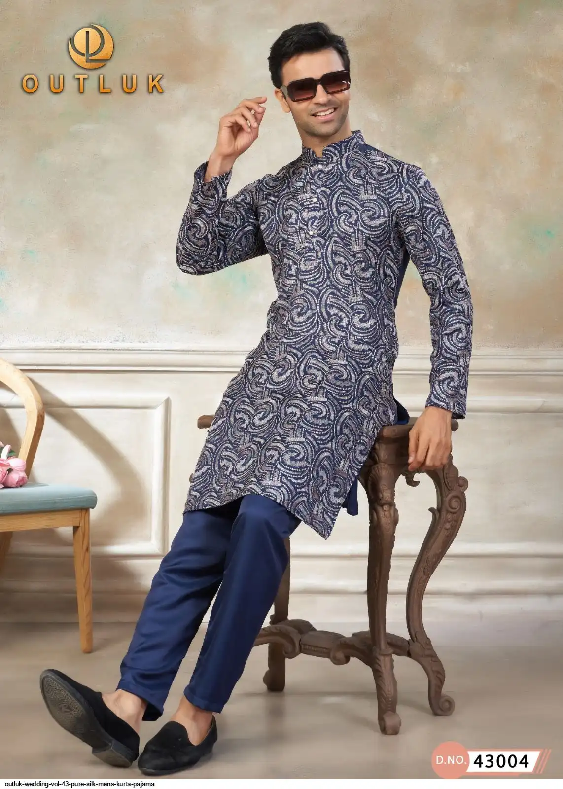 OUTLUK WEDDING VOL 43 PURE SILK MENS KURTA PAJAMA E