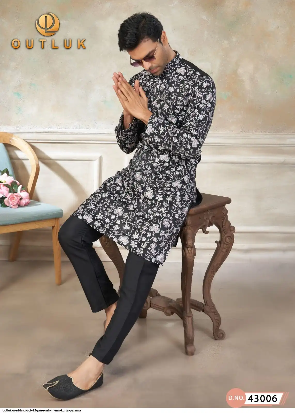 OUTLUK WEDDING VOL 43 PURE SILK MENS KURTA PAJAMA F