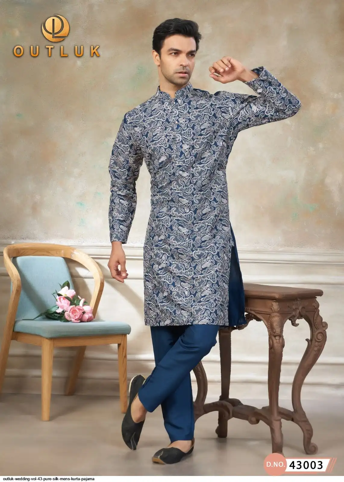 OUTLUK WEDDING VOL 43 PURE SILK MENS KURTA PAJAMA C