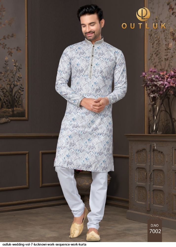 OUTLUK WEDDING VOL 7 LUCKNOWI WORK SEQUENCE WORK KURTA 7002