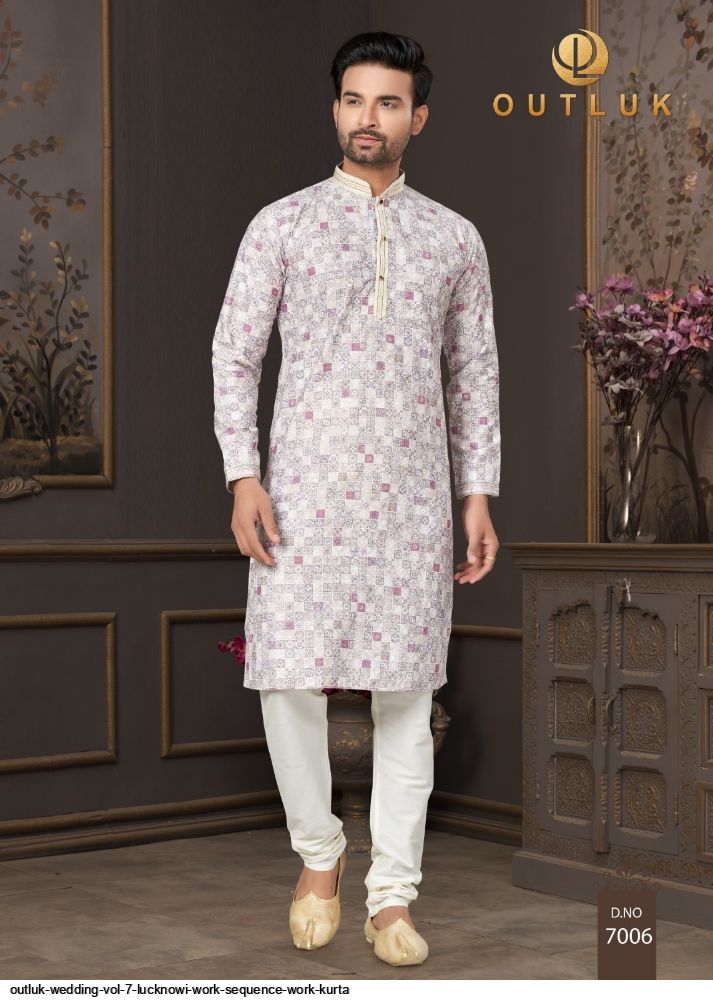 OUTLUK WEDDING VOL 7 LUCKNOWI WORK SEQUENCE WORK KURTA 7006