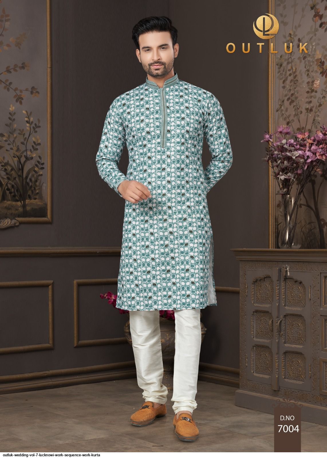 OUTLUK WEDDING VOL 7 LUCKNOWI WORK SEQUENCE WORK KURTA 7007