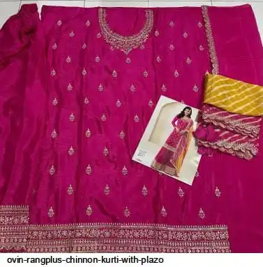 OVIN RANGPLUS CHINNON KURTI WITH PLAZO 4