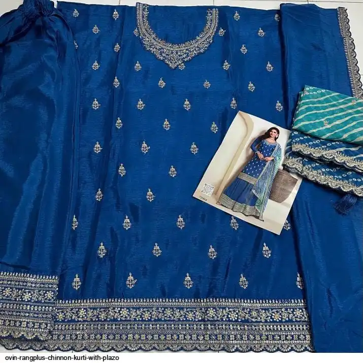 OVIN RANGPLUS CHINNON KURTI WITH PLAZO 5