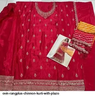 OVIN RANGPLUS CHINNON KURTI WITH PLAZO 2