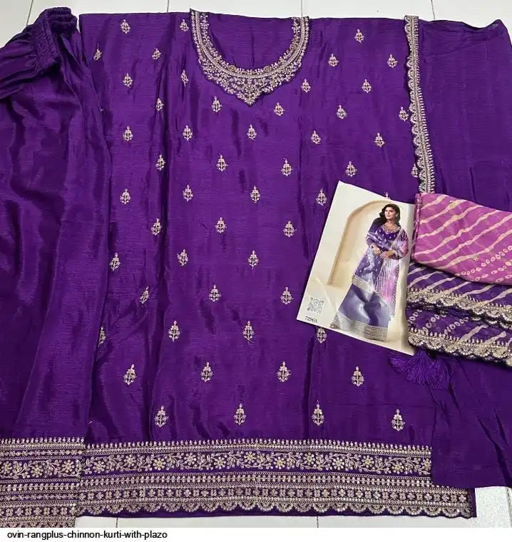 OVIN RANGPLUS CHINNON KURTI WITH PLAZO 3