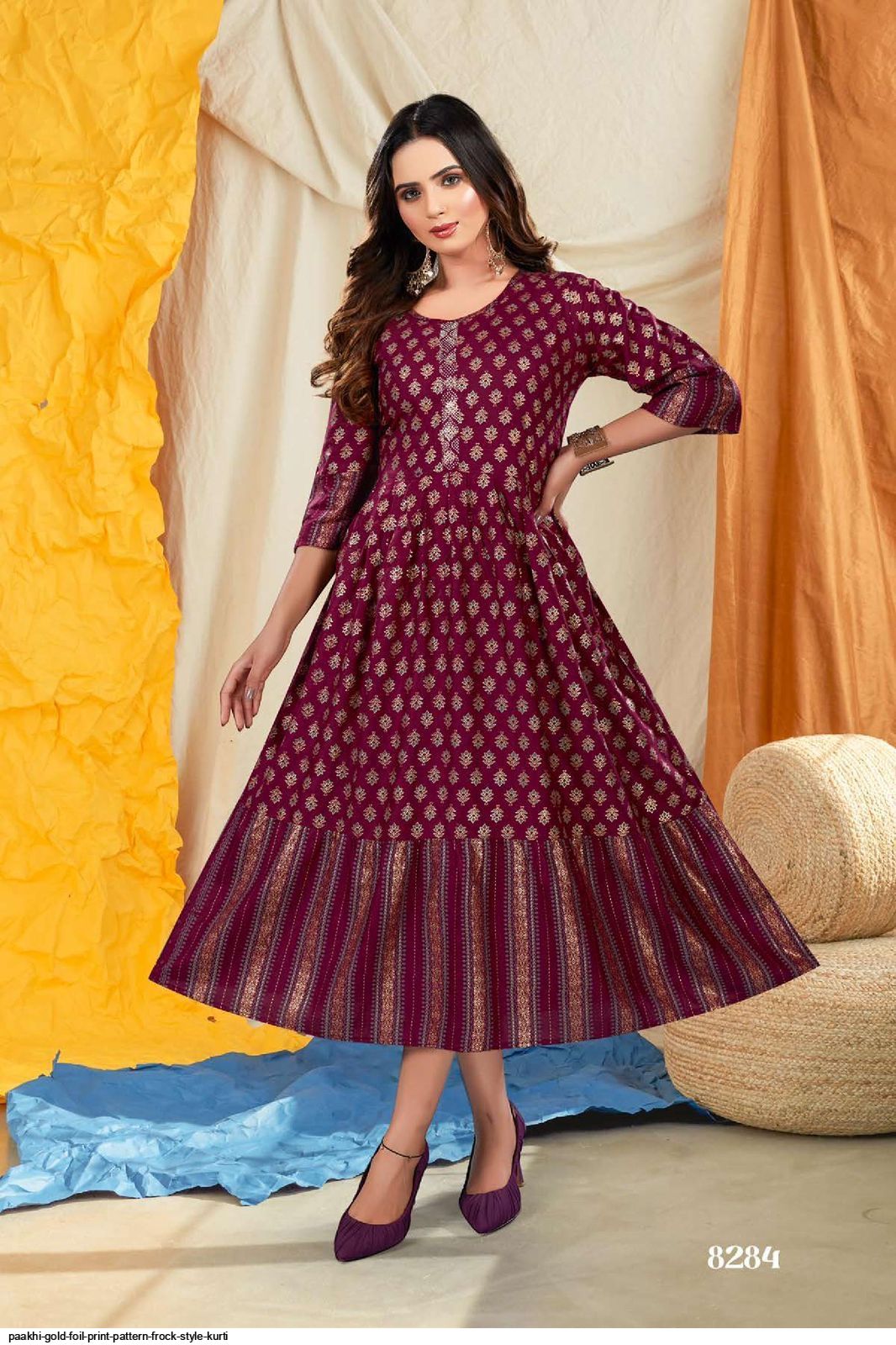 NAGMA BY KINTI COTTON PRINT AND SOFT COTTON SLUB THREAD WORK NEW FLAIRED  STYLE READYMADE BEAUTIFUL SUMMER ELEGANT FANCY FROCK STYLE KURTI WITH  ATTACHED JACKET BEST SUPPLIER IN INDIA MALAYSIA - Reewaz