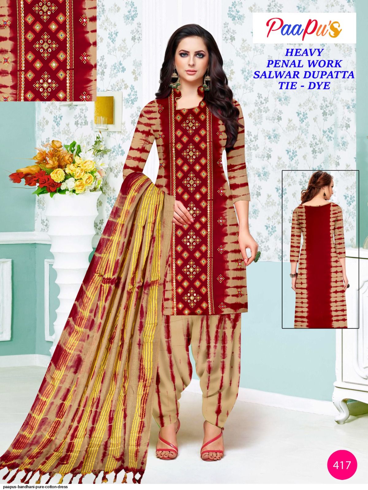PAAPUS BANDHANI PURE COTTON DRESS