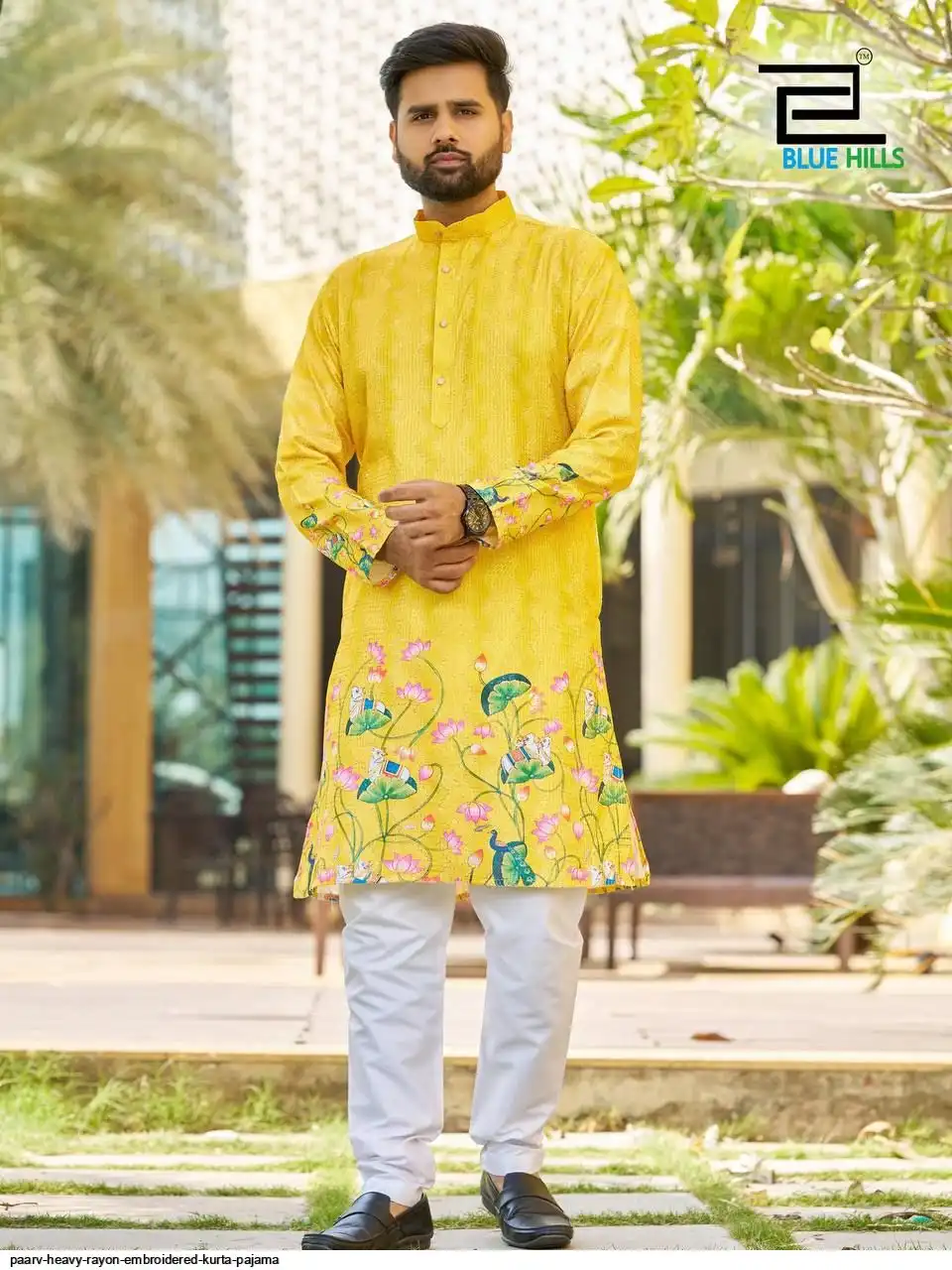 PAARV HEAVY RAYON EMBROIDERED KURTA PAJAMA C