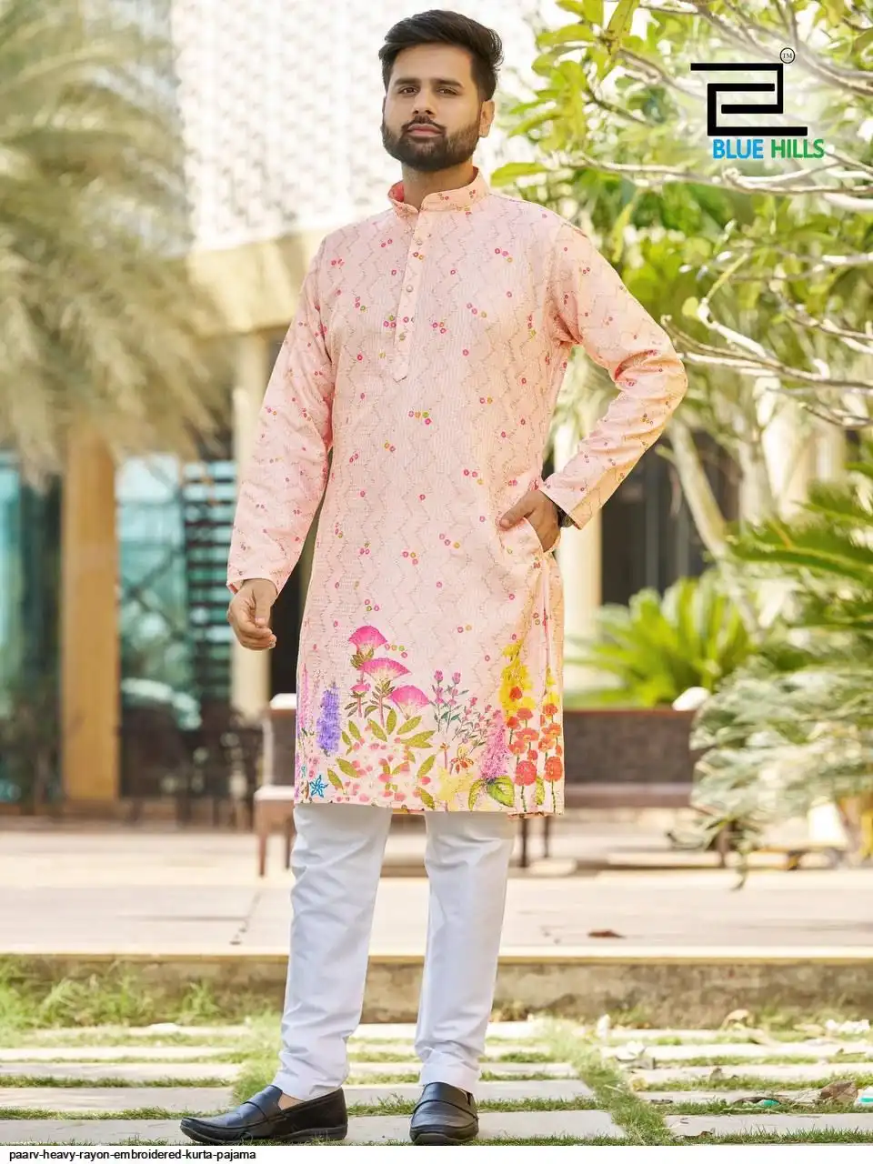 PAARV HEAVY RAYON EMBROIDERED KURTA PAJAMA H