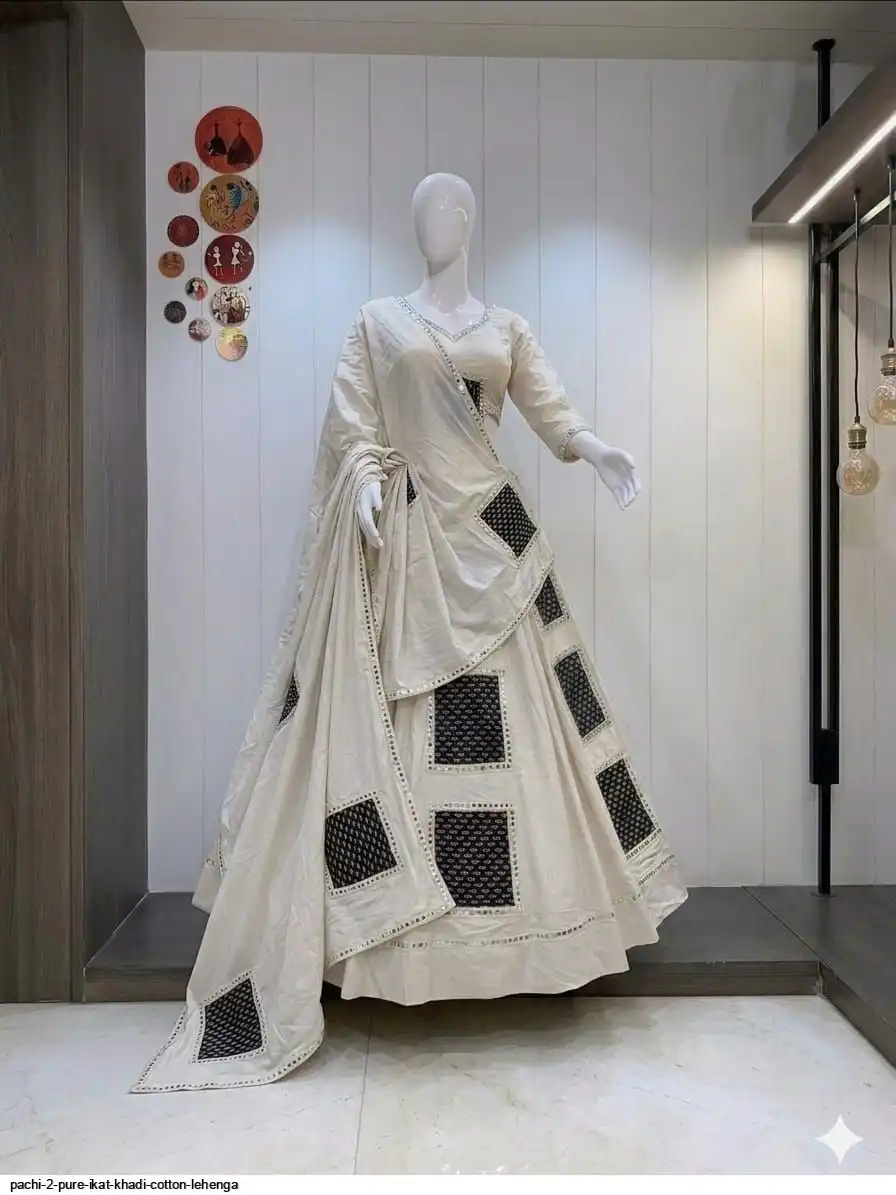 PACHI 2 PURE IKAT KHADI COTTON LEHENGA 1