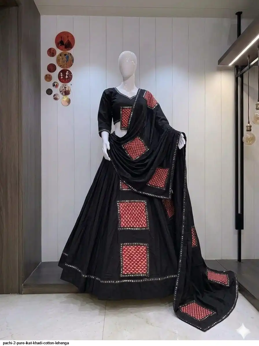 PACHI 2 PURE IKAT KHADI COTTON LEHENGA 2