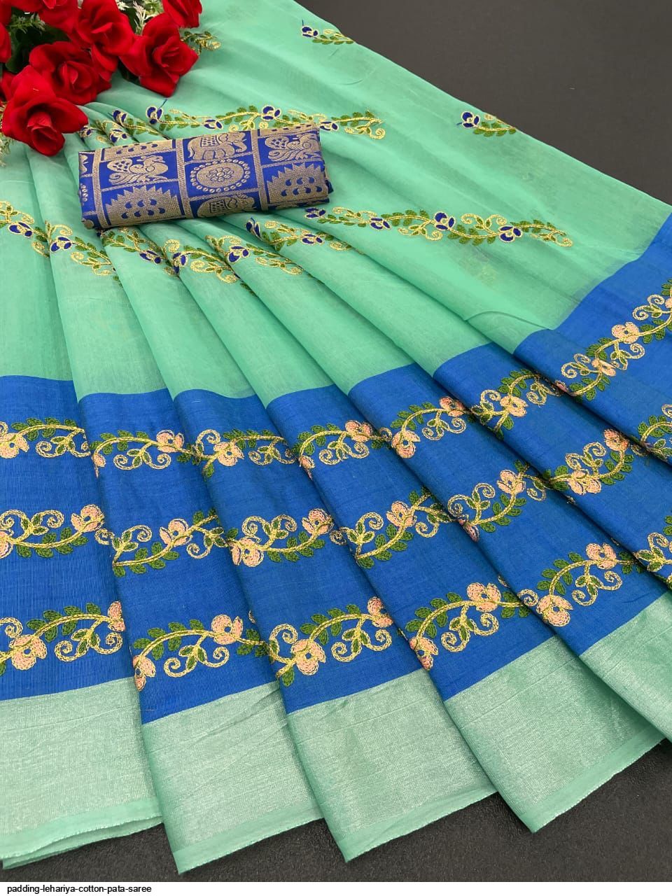 Padding Lehariya Cotton pata SAREE