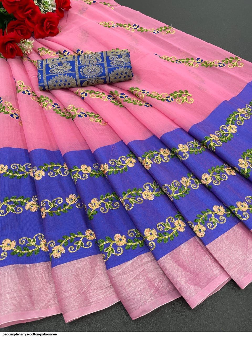Padding Lehariya Cotton pata SAREE