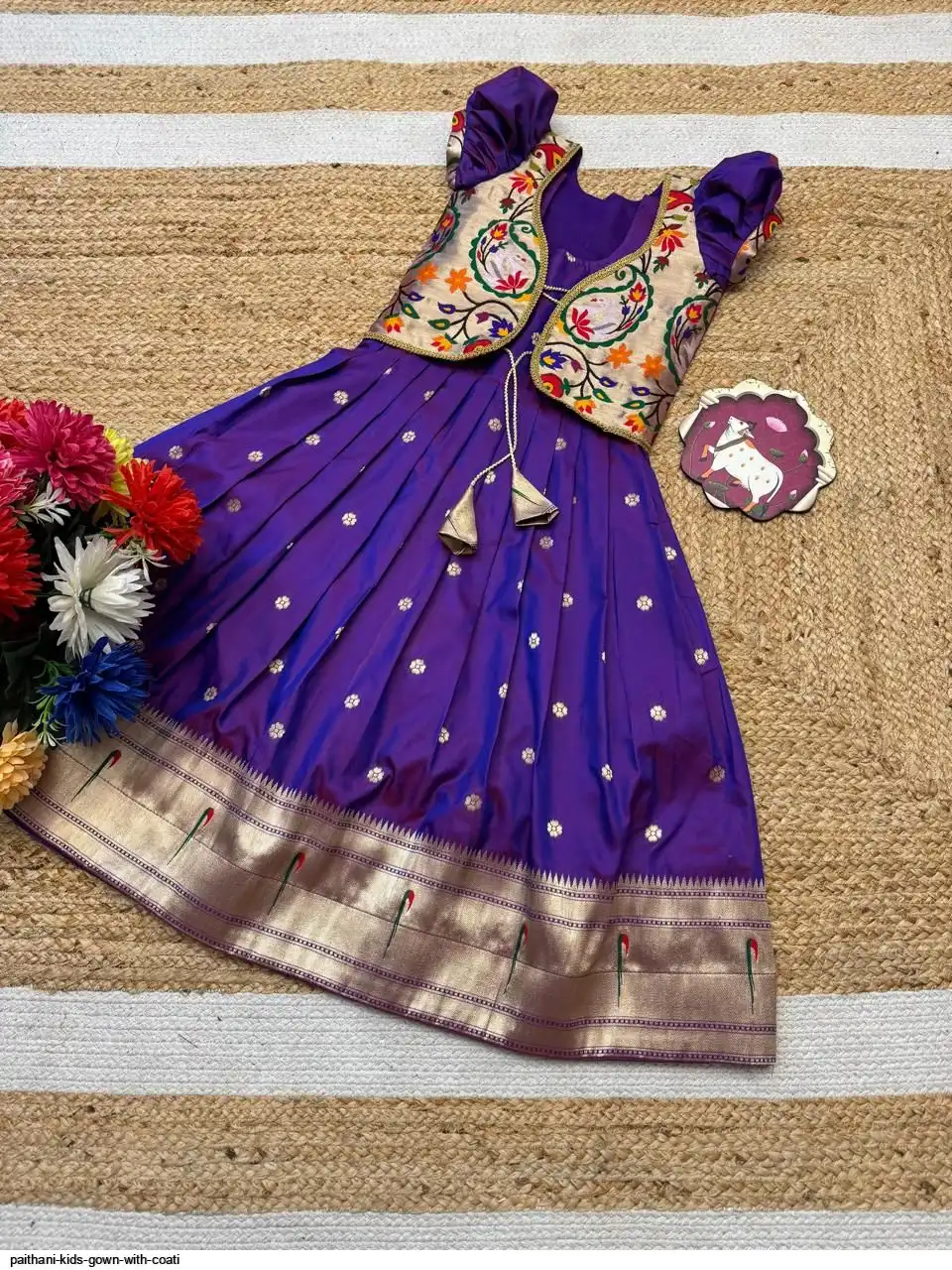 PAITHANI KIDS GOWN WITH COAT C