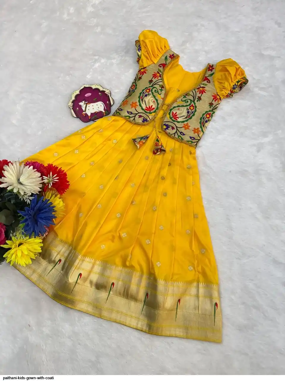 PAITHANI KIDS GOWN WITH COAT E