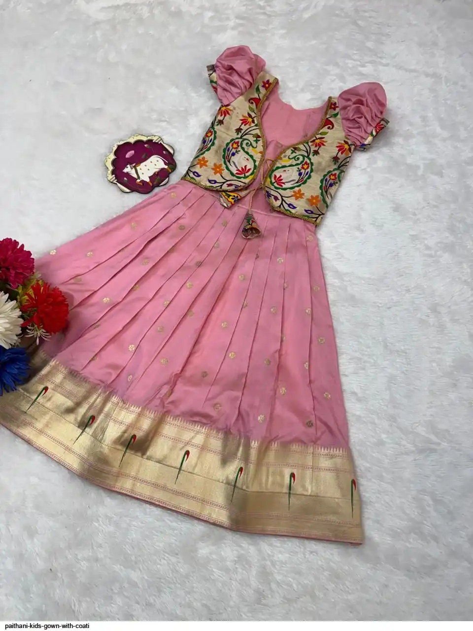 PAITHANI KIDS GOWN WITH COAT D