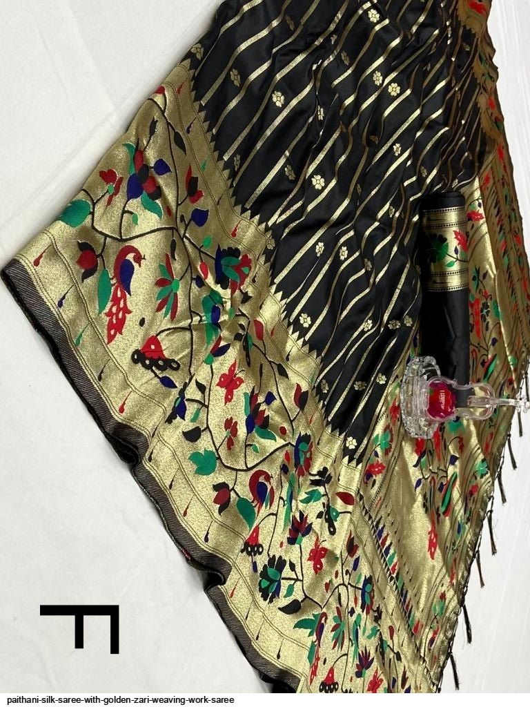PAITHANI SILK SAREE WITH GOLDEN ZARI WEAVING WORK SAREE