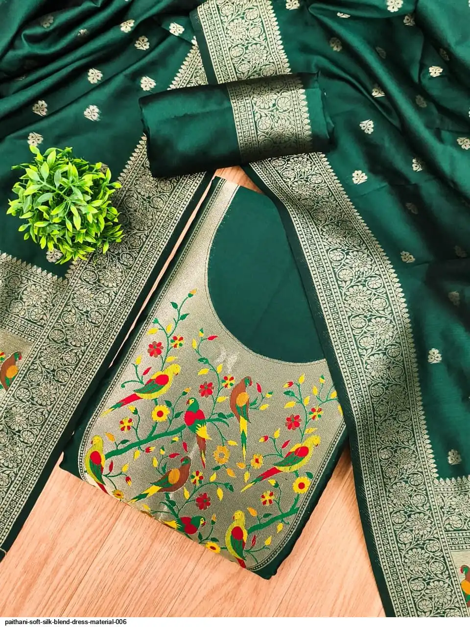 green colour dress material Lime Light Kota Cotton Golden Printed Dress Material-KCDM012 – Fashionous main image 0
