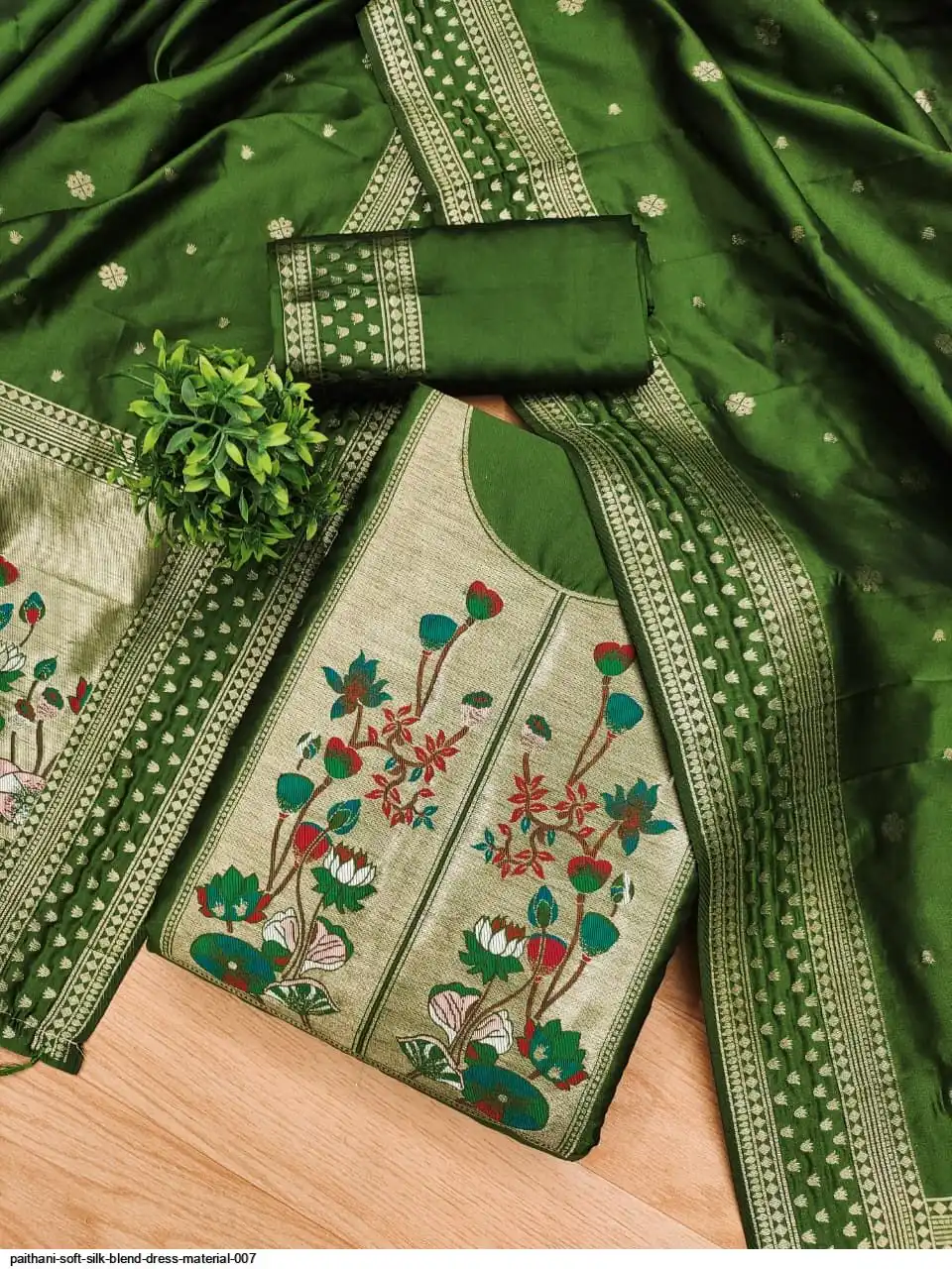 PAITHANI Soft Silk Blend Dress Material 007
