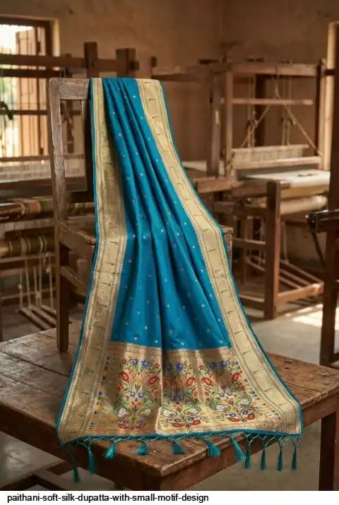 PAITHANI SOFT SILK DUPATTA WITH SMALL MOTIF DESIGN I