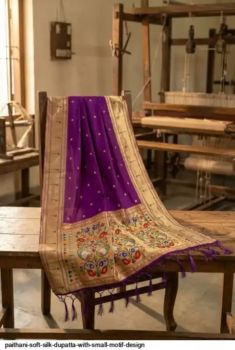 PAITHANI SOFT SILK DUPATTA WITH SMALL MOTIF DESIGN A