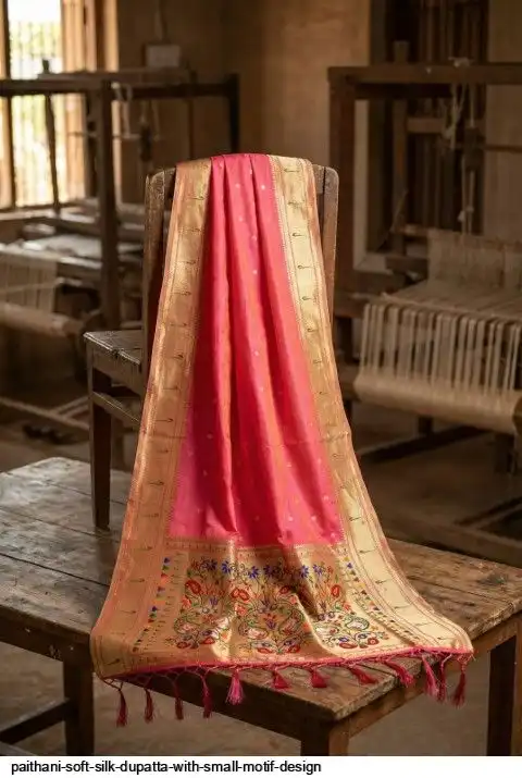 PAITHANI SOFT SILK DUPATTA WITH SMALL MOTIF DESIGN E