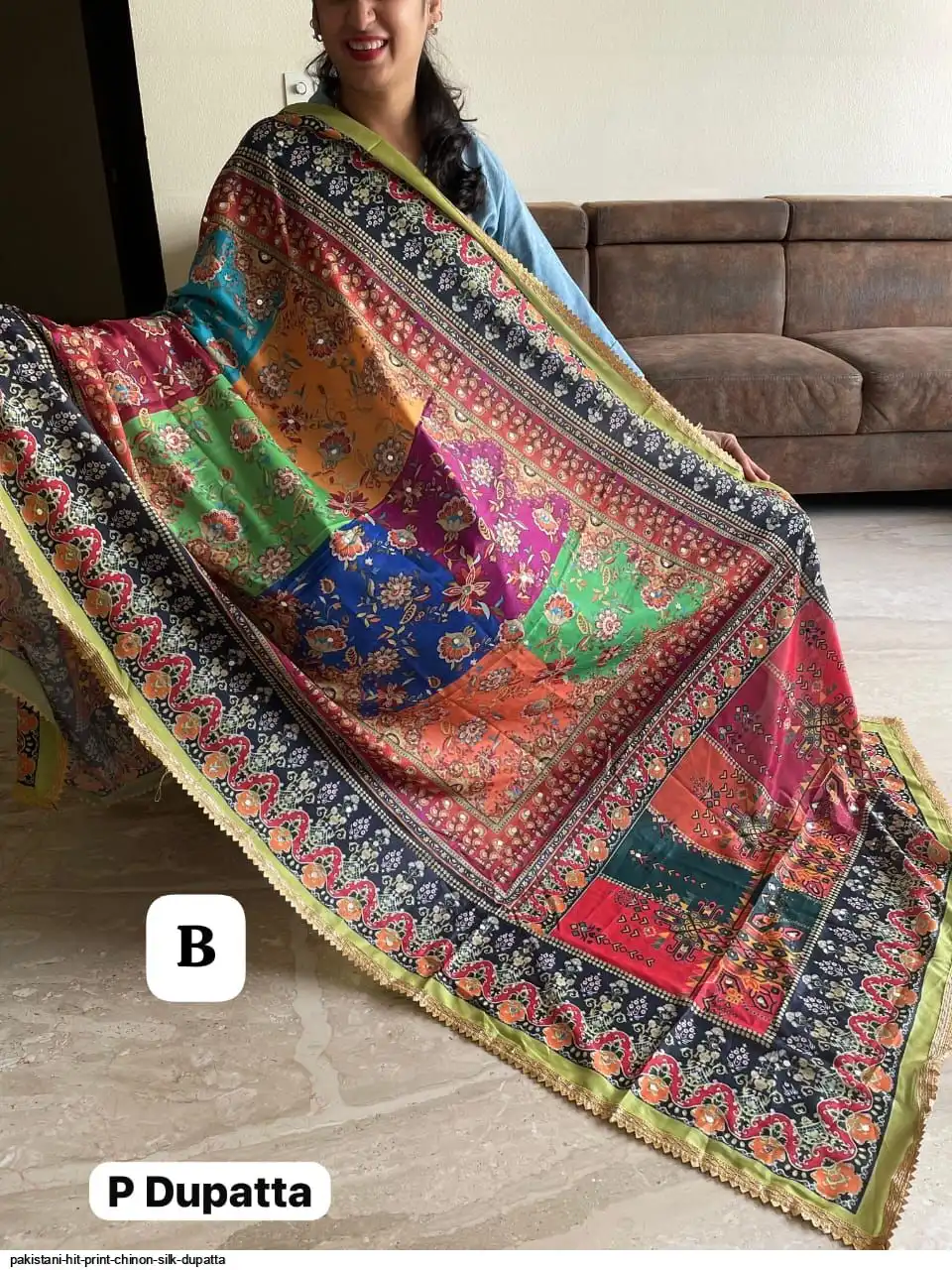 PAKISTANI HIT PRINT CHINON SILK DUPATTA K
