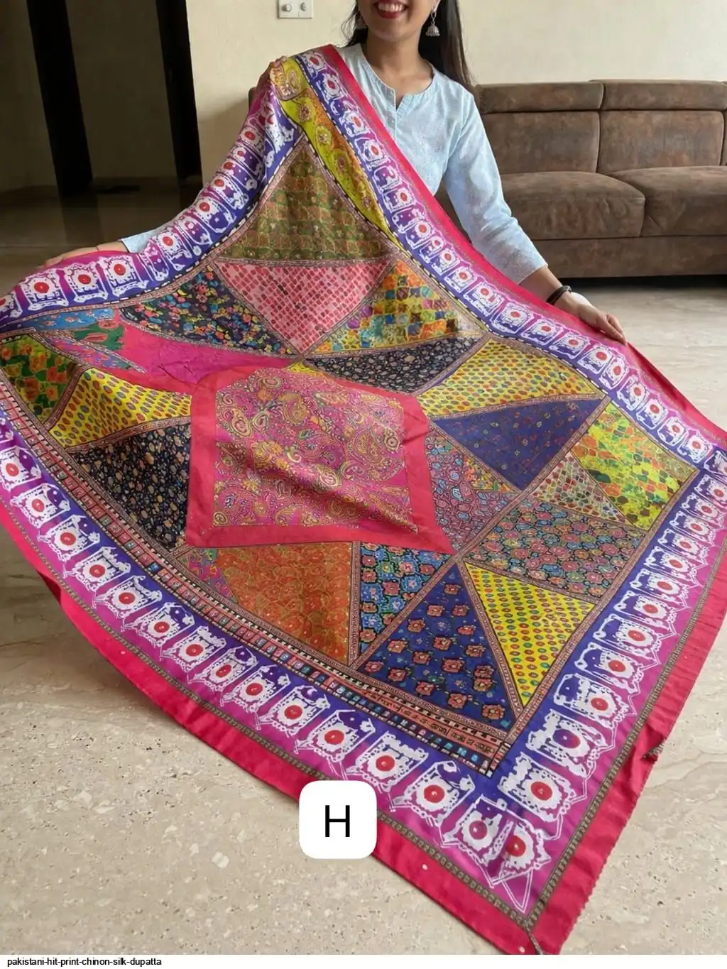 PAKISTANI HIT PRINT CHINON SILK DUPATTA H