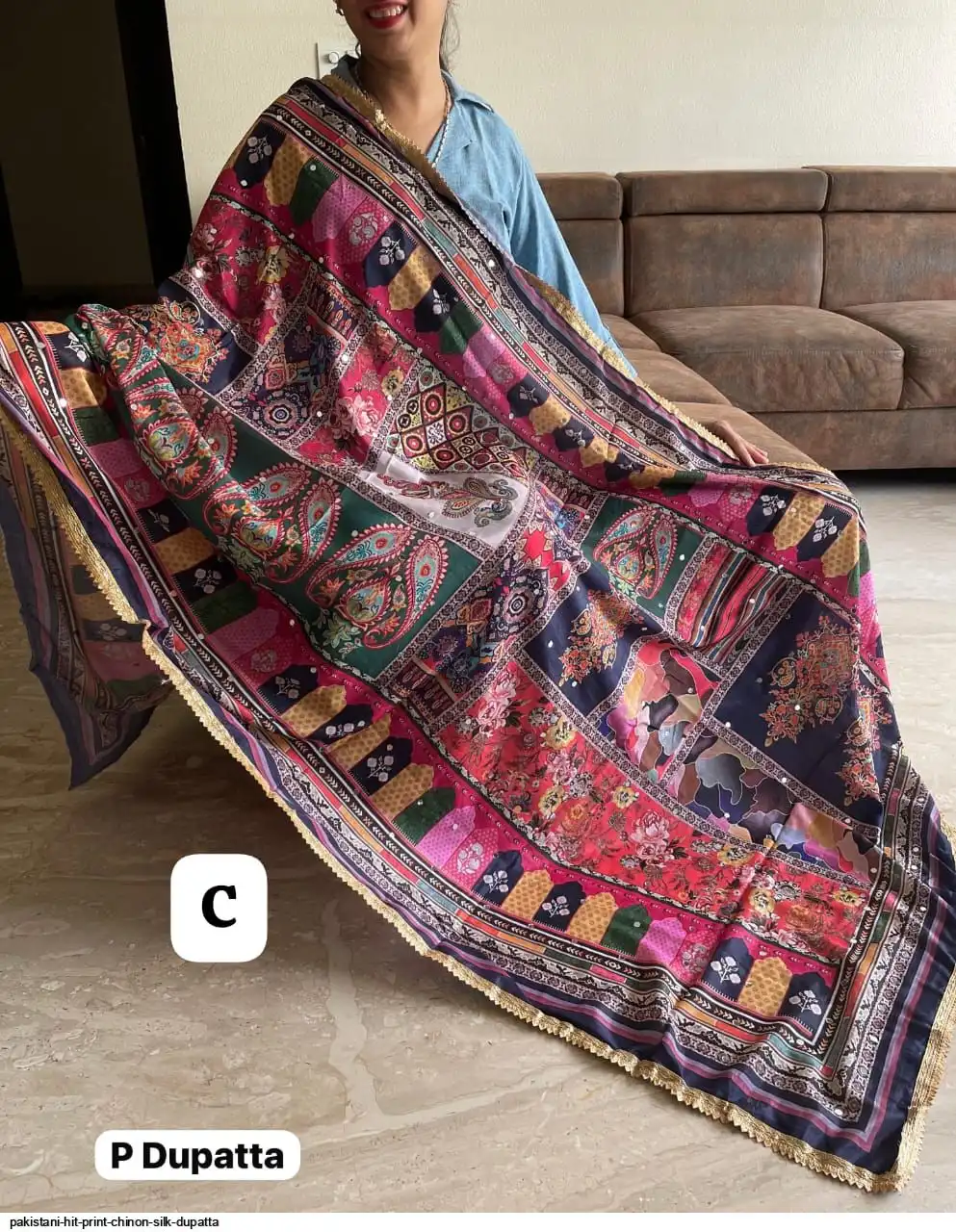 PAKISTANI HIT PRINT CHINON SILK DUPATTA J