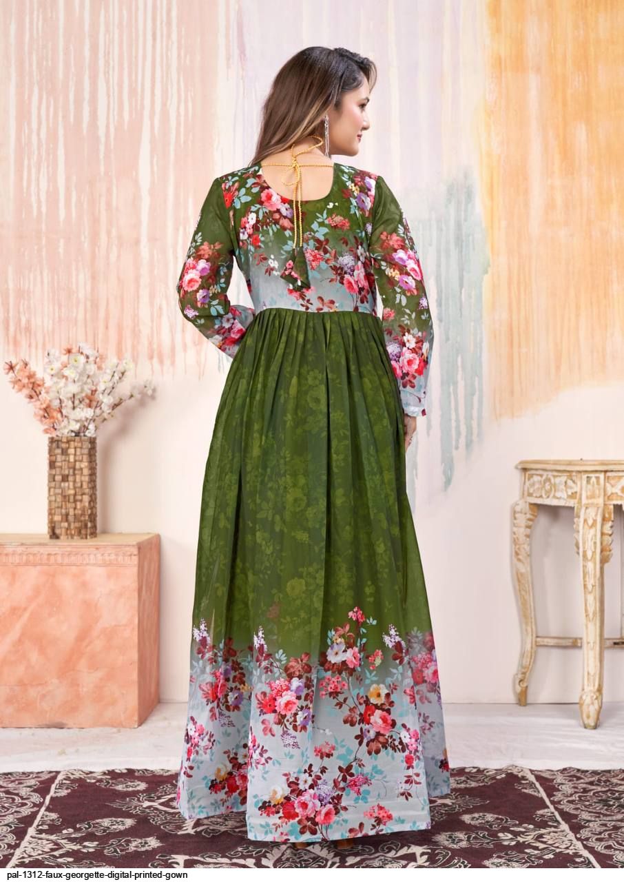 PAL 1312 FAUX GEORGETTE DIGITAL PRINTED GOWN