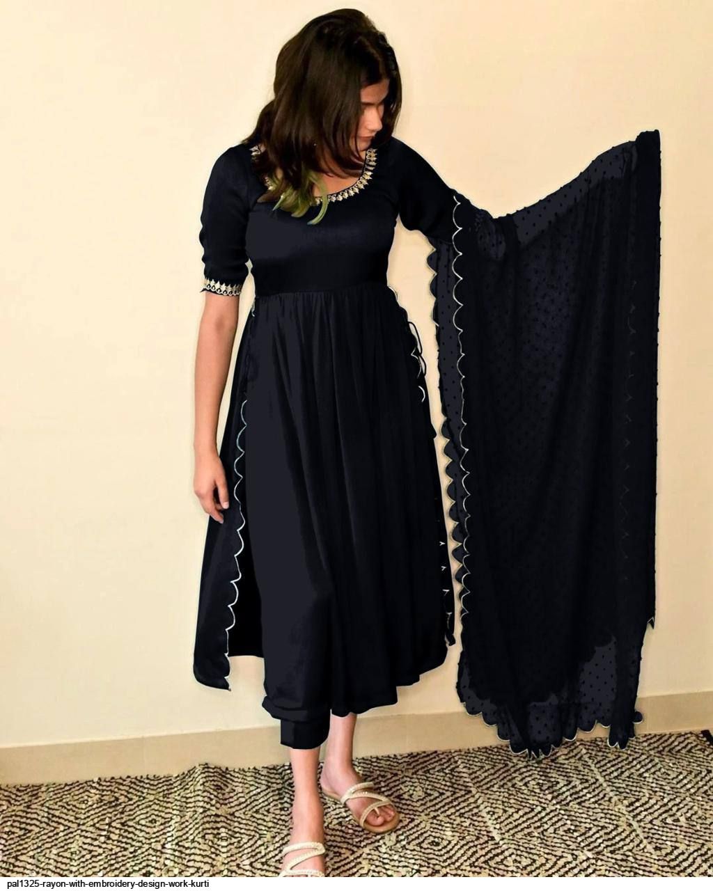 white christmas dresses Ada Worked Dress with Threads in Seattle Mist Color – Nameera by Farooq