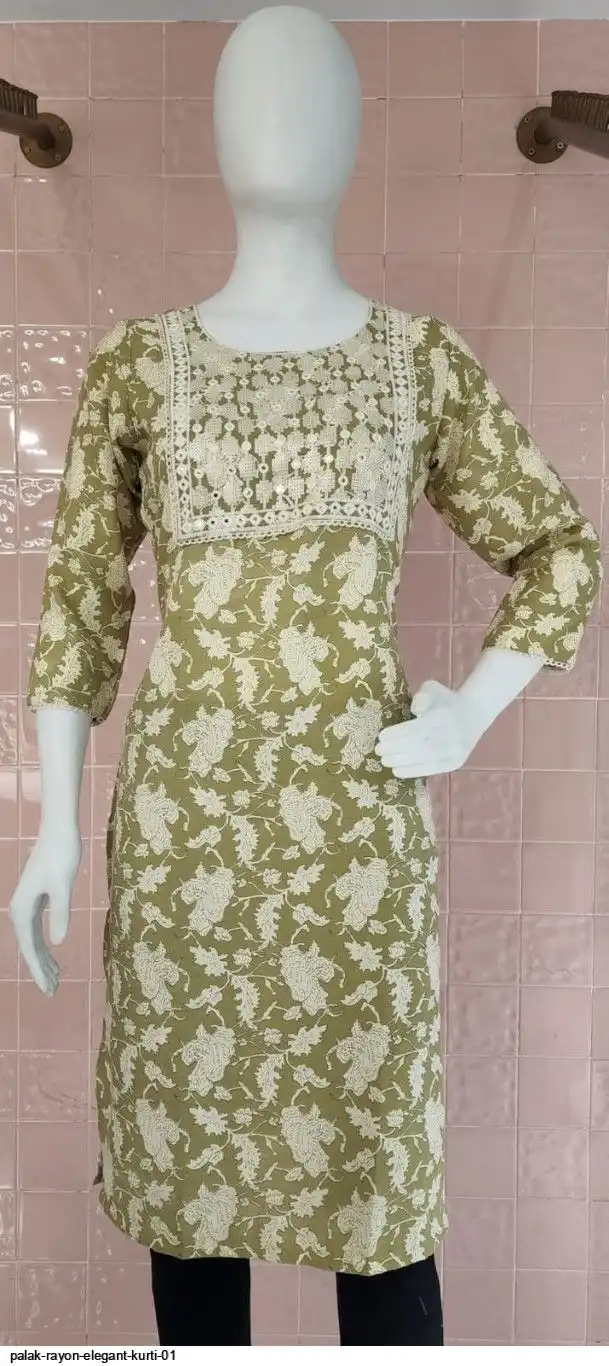 PALAK RAYON ELEGANT KURTI 01