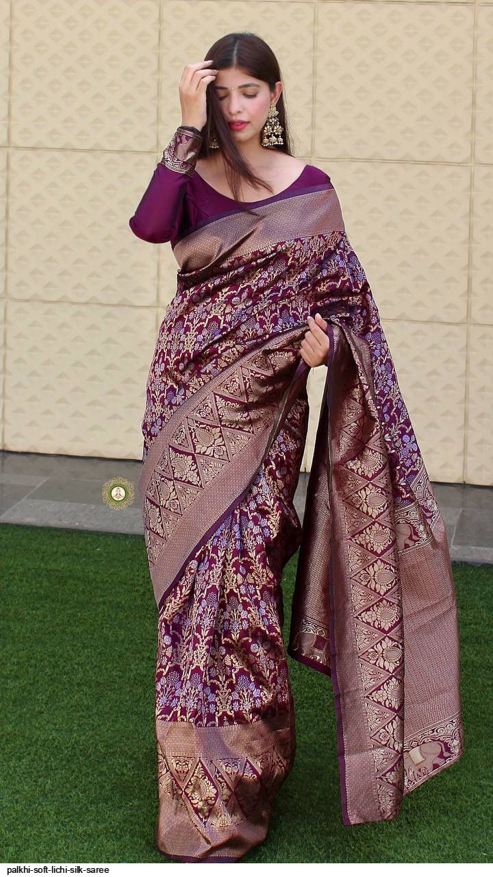 PALKHI SOFT LICHI SILK SAREE