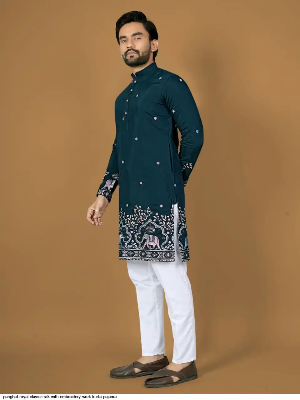 PANGHAT ROYAL CLASSIC SILK WITH EMBROIDERY WORK KURTA PAJAMA B