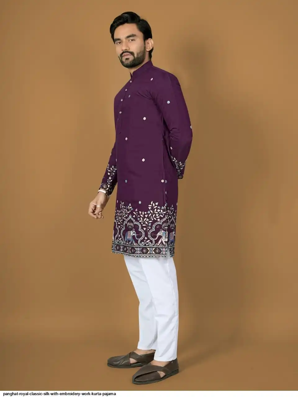 PANGHAT ROYAL CLASSIC SILK WITH EMBROIDERY WORK KURTA PAJAMA C