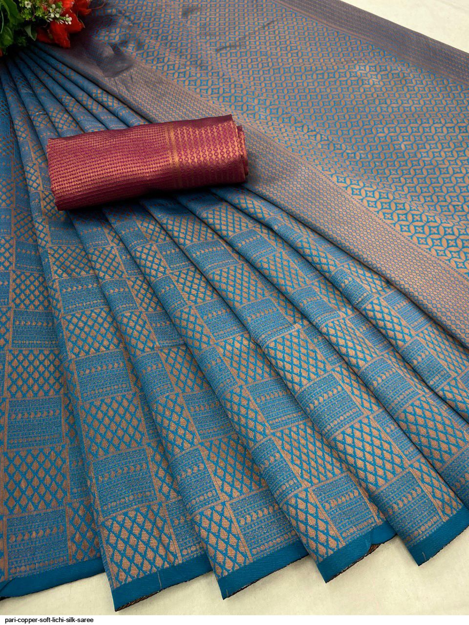 PARI COPPER SOFT LICHI SILK SAREE A