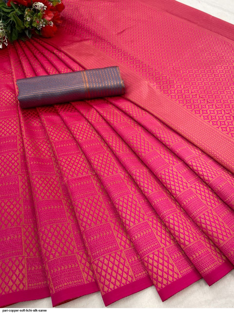 PARI COPPER SOFT LICHI SILK SAREE B